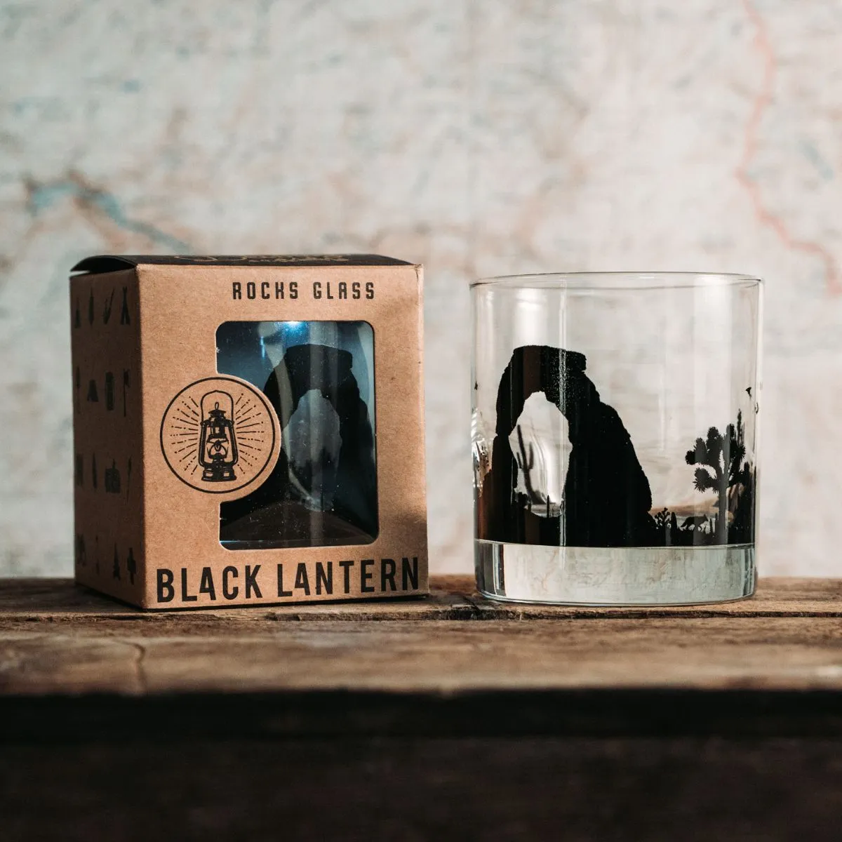 Black Lantern Whiskey Glass Set - Desert Landscape