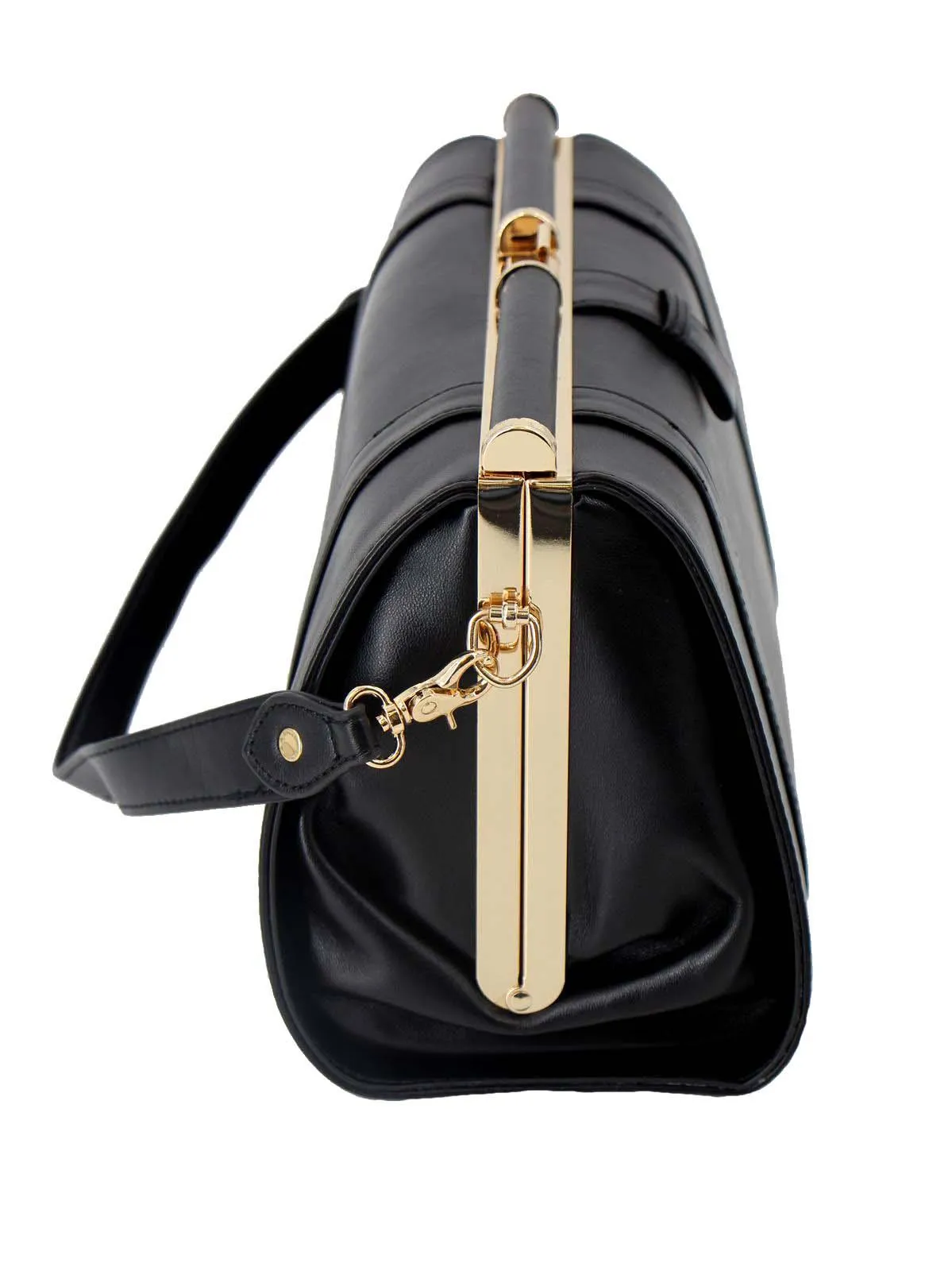 Elegant Black Nostalgia Mid-Century Style Frame Bag - Vintage Inspired Chic Handbag