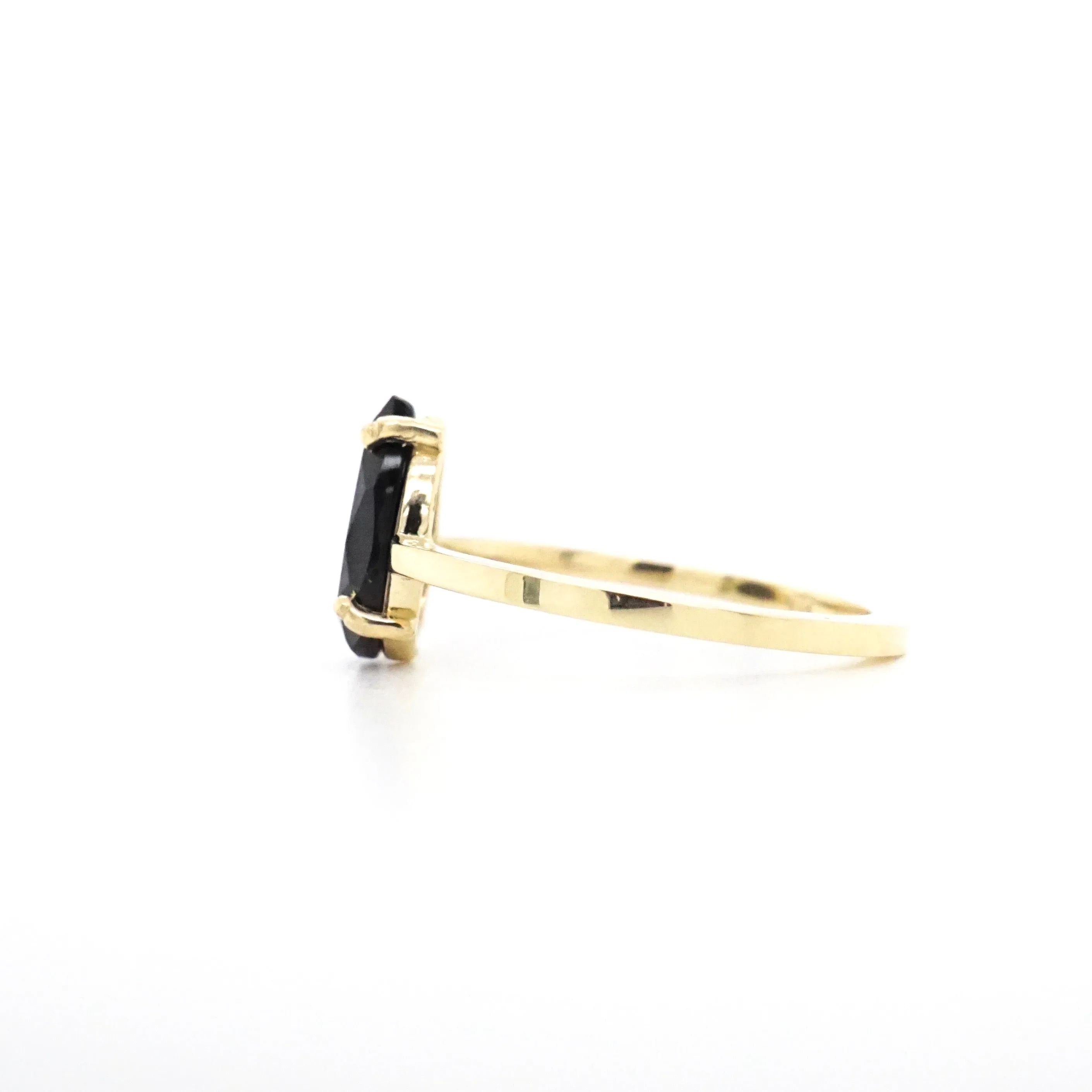 Black Onyx 14k Gold Ring - Pear Cut Onyx Ring - Gold Onyx Ring