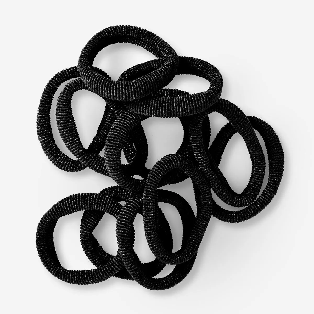 Black Textile Hair Elastics - 12 pcs