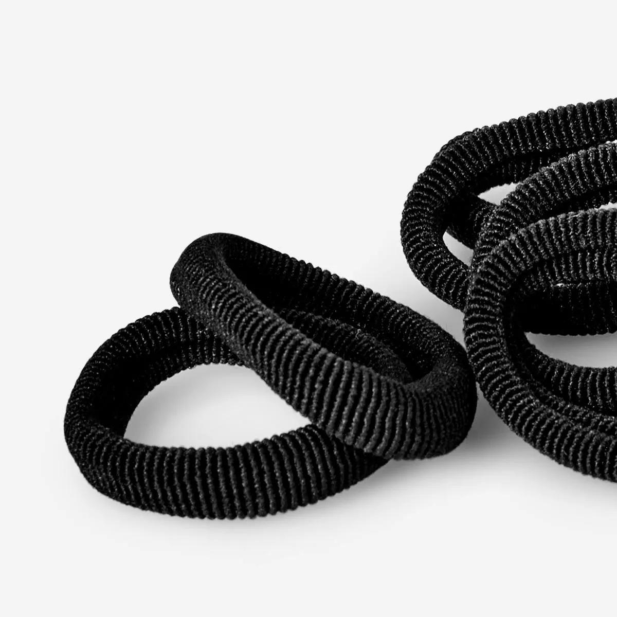 Black Textile Hair Elastics - 12 pcs