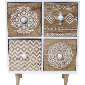 Boho Table Top 4 Draw Chest