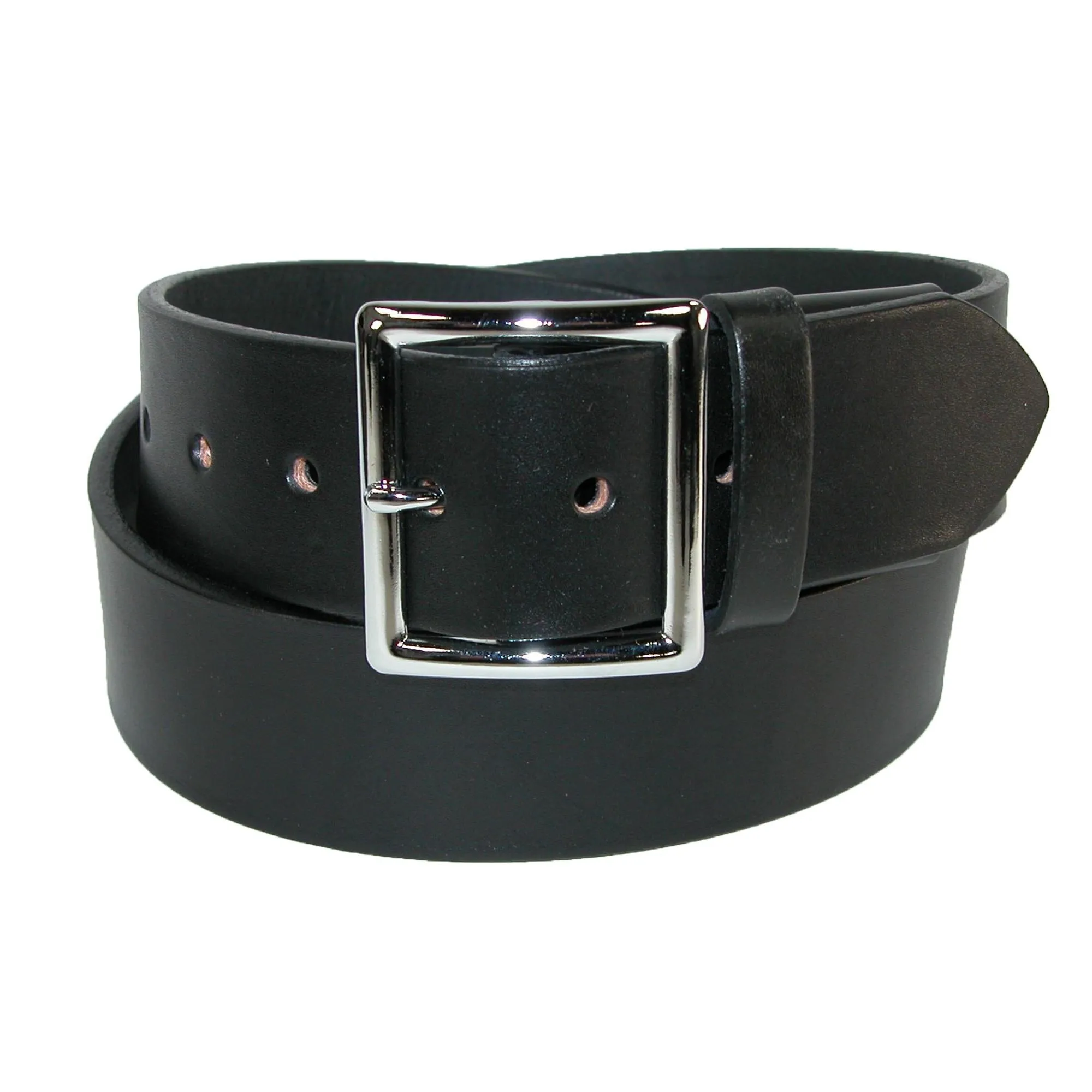 Boston Leather Men's Leather Garrison Belt with Hidden Elastic Stretch