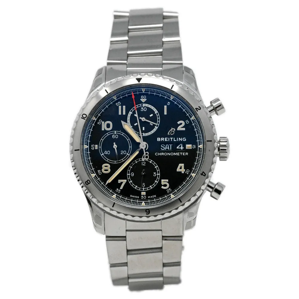 Breitling Men's Aviator 8 Stainless Steel 43mm Black Chronograph Dial Watch Reference #: A13316