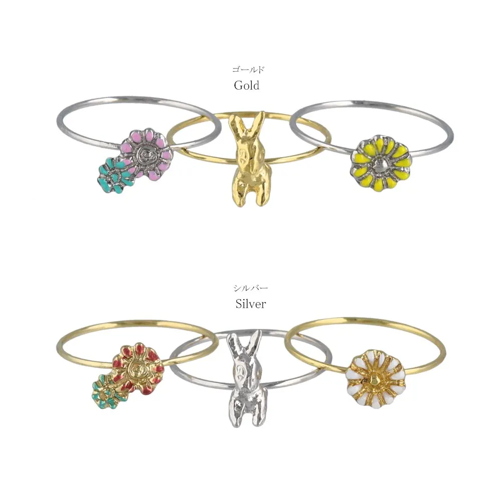 Bunny and Flower Ring Set