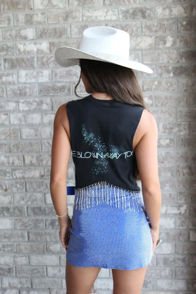 Carrie Underwood Cropped Rhinestone Fringe Tank