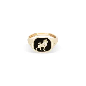 Ceramic & Diamond Zodiac Signet Ring