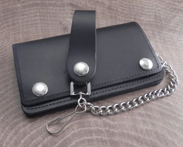 Chain Wallet Black Leather Biker