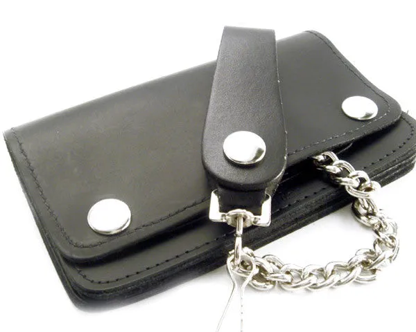 Chain Wallet Black Leather Biker