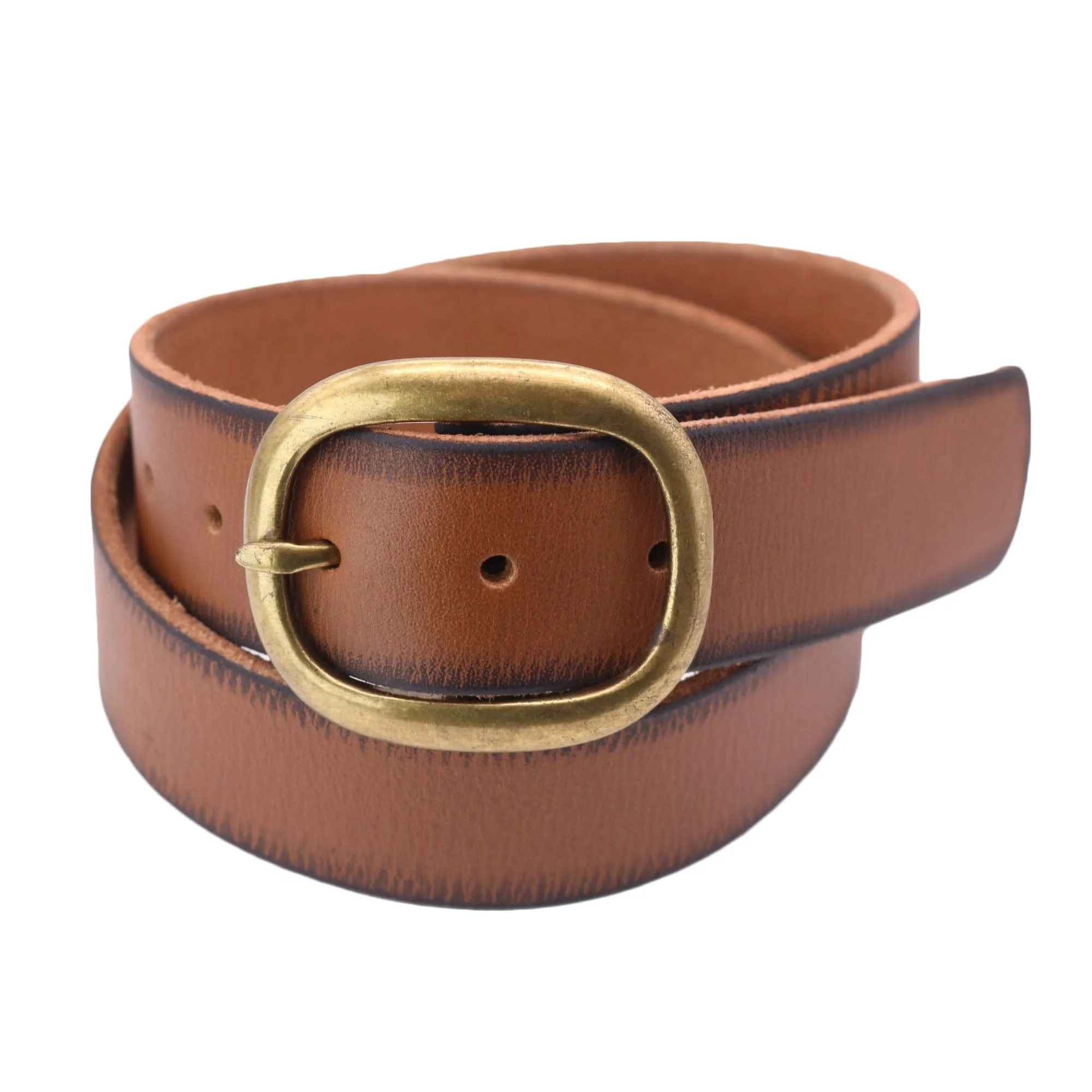 Cowgirls Rock Women's Center Bar Buckle Belt with Burnished Edges