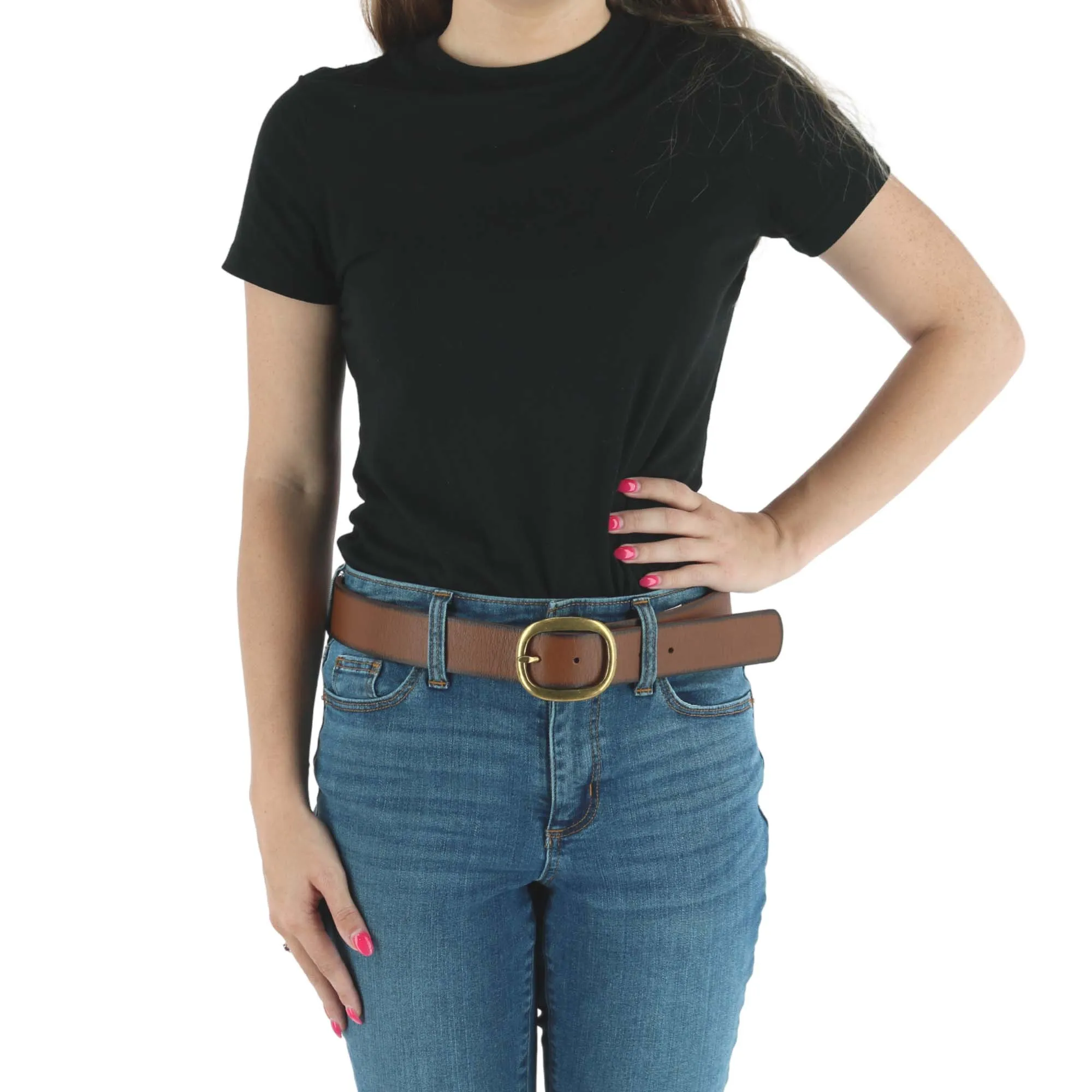 Cowgirls Rock Women's Center Bar Buckle Belt with Burnished Edges