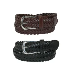 CTM® Boys' Leather Adjustable Braided Dress Belt (Pack of 2 Colors)