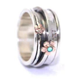 Designer Silver And Rose Gold Ring - R266