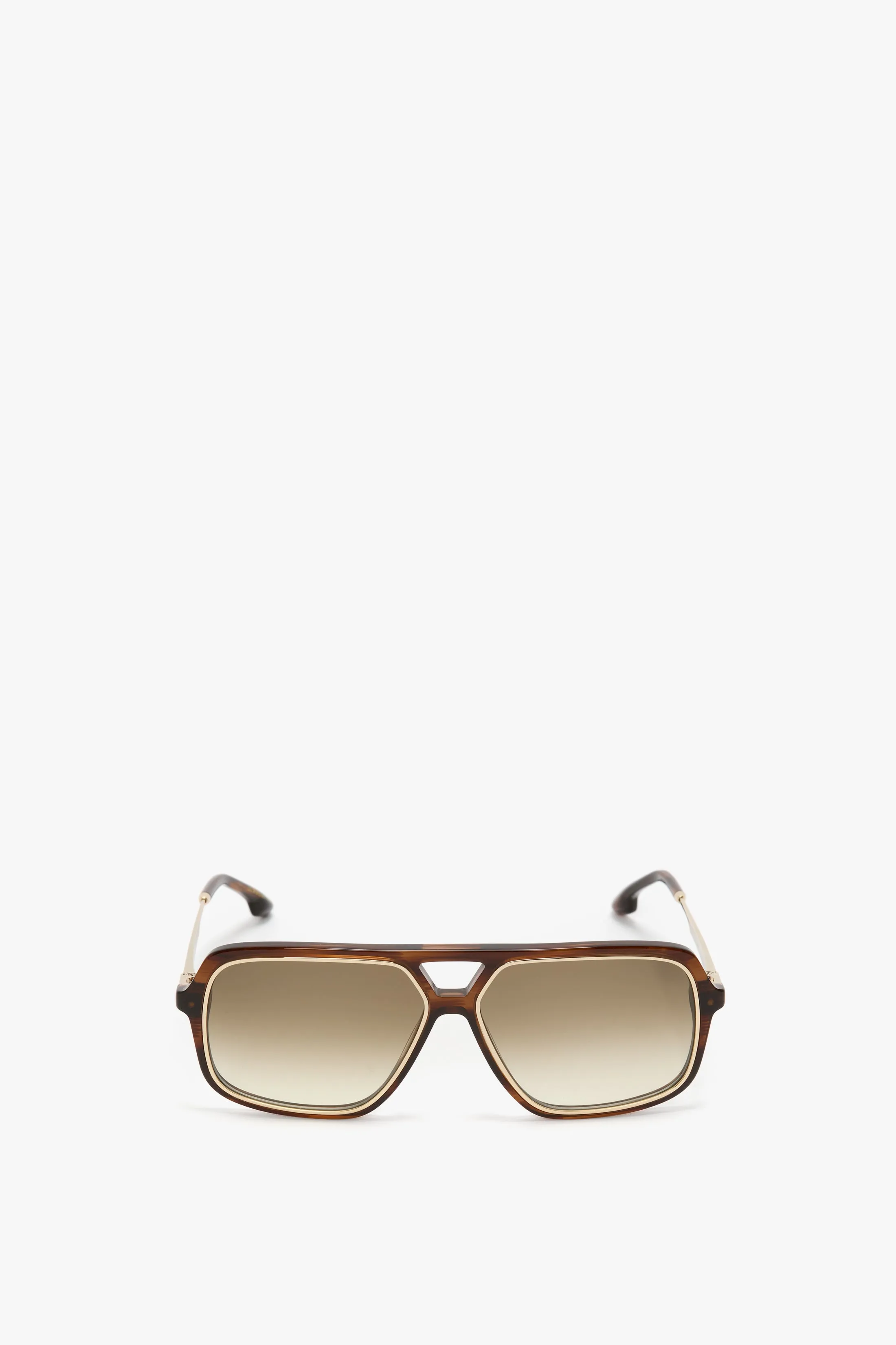 Classic Double Bridge Brown Horn Aviator Sunglasses