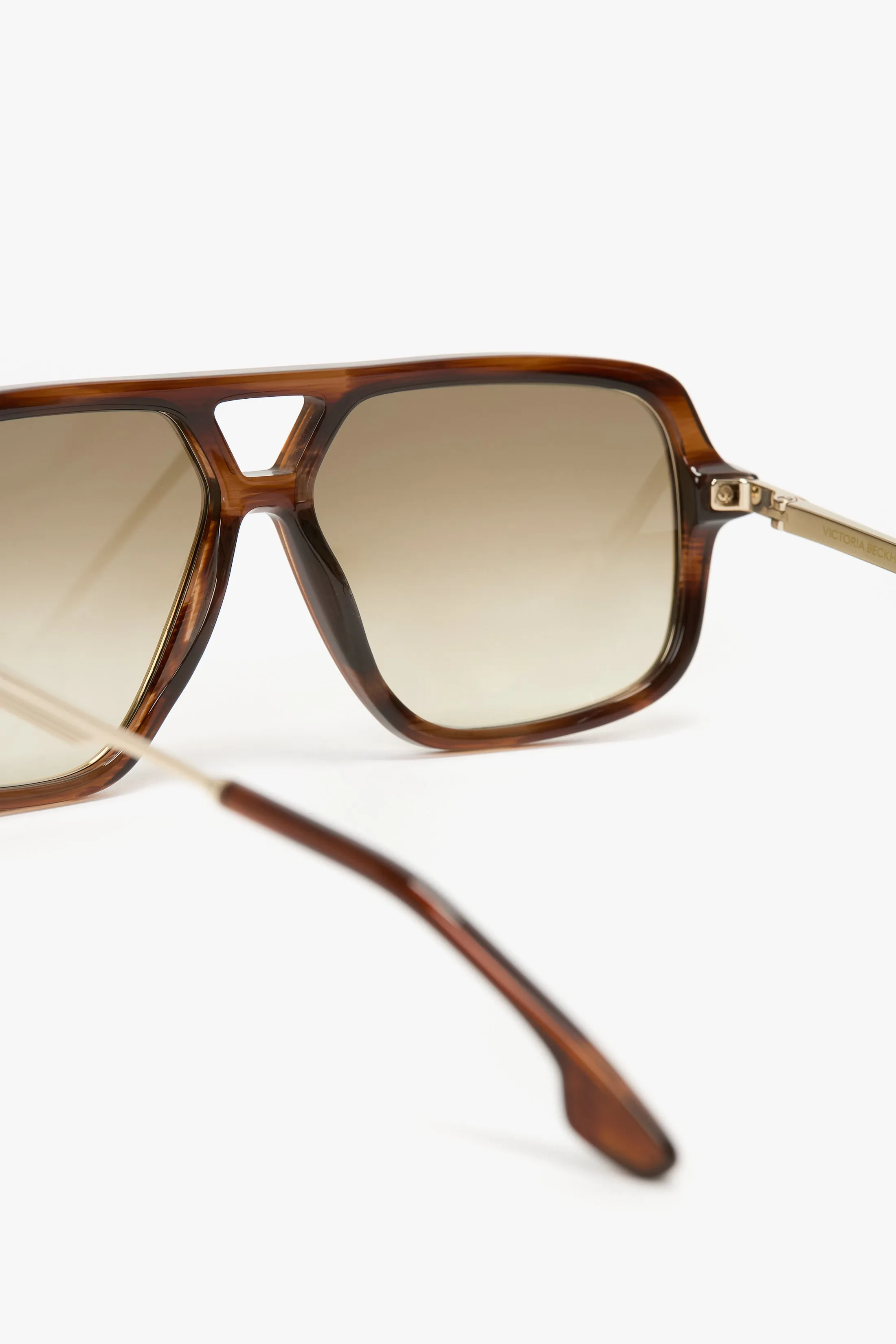 Classic Double Bridge Brown Horn Aviator Sunglasses