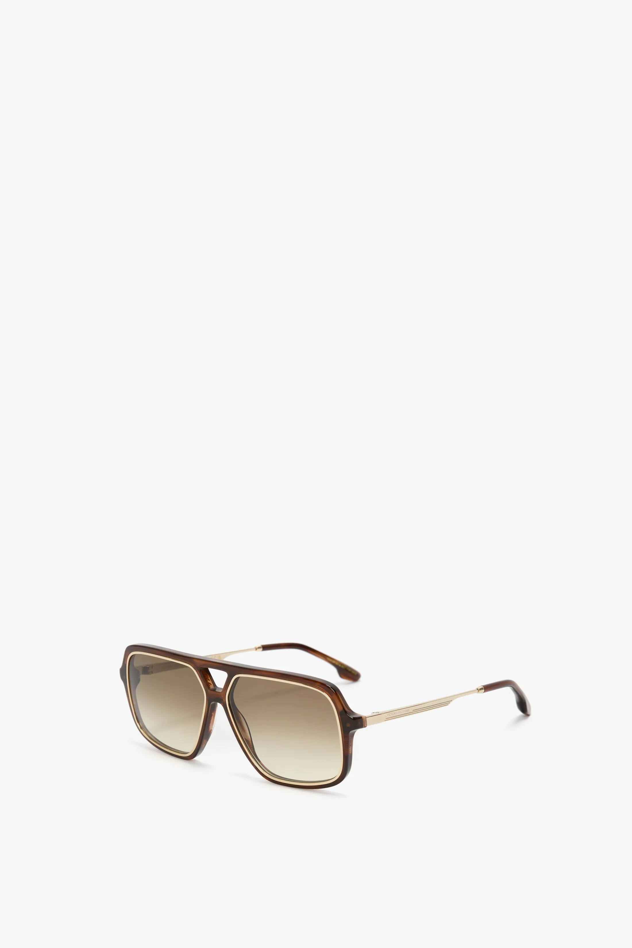 Classic Double Bridge Brown Horn Aviator Sunglasses