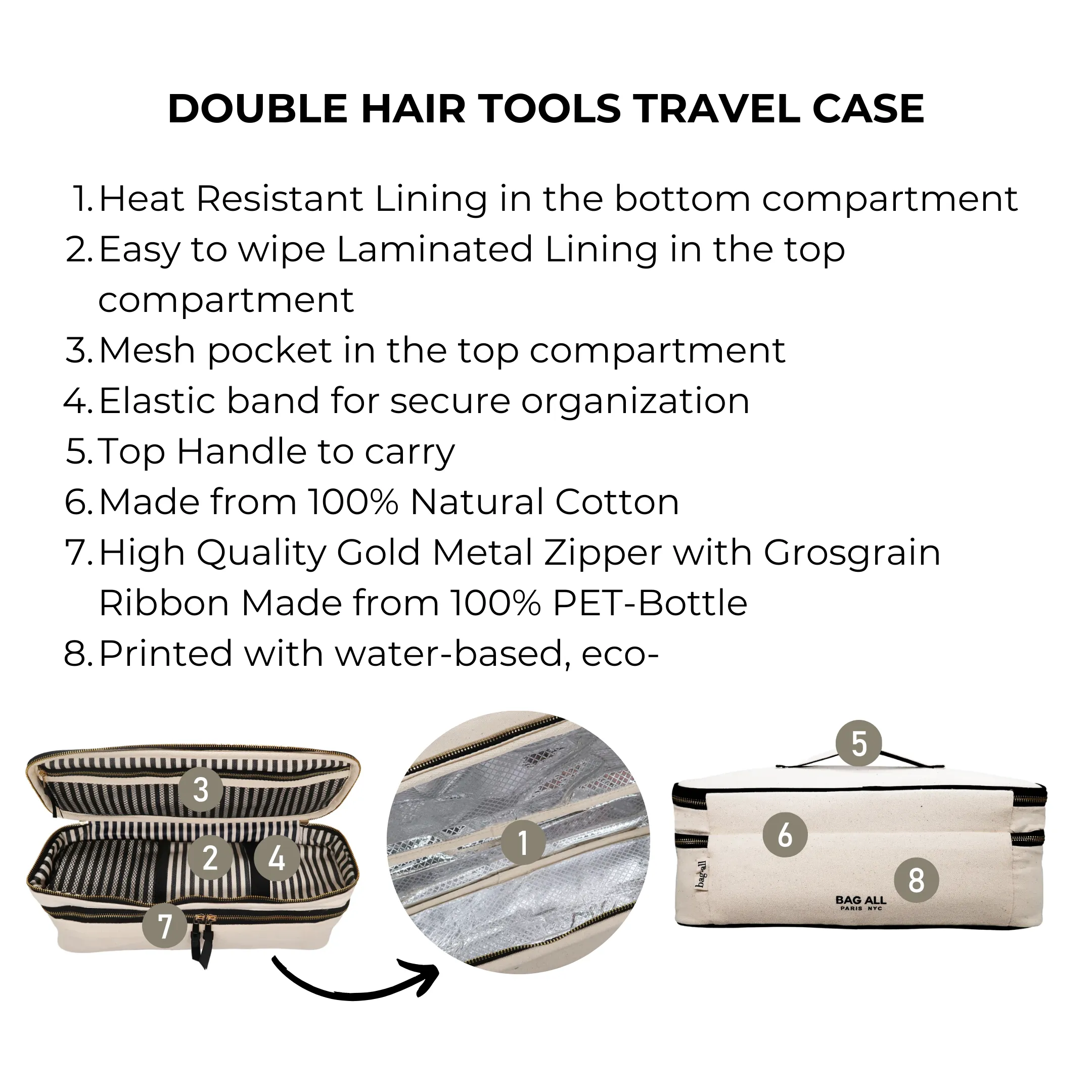 Double Hair Tools Travel Case, Cream