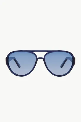 Drive 2: Aviator-Style Navy Transparent Effect Acetate Sunglasses