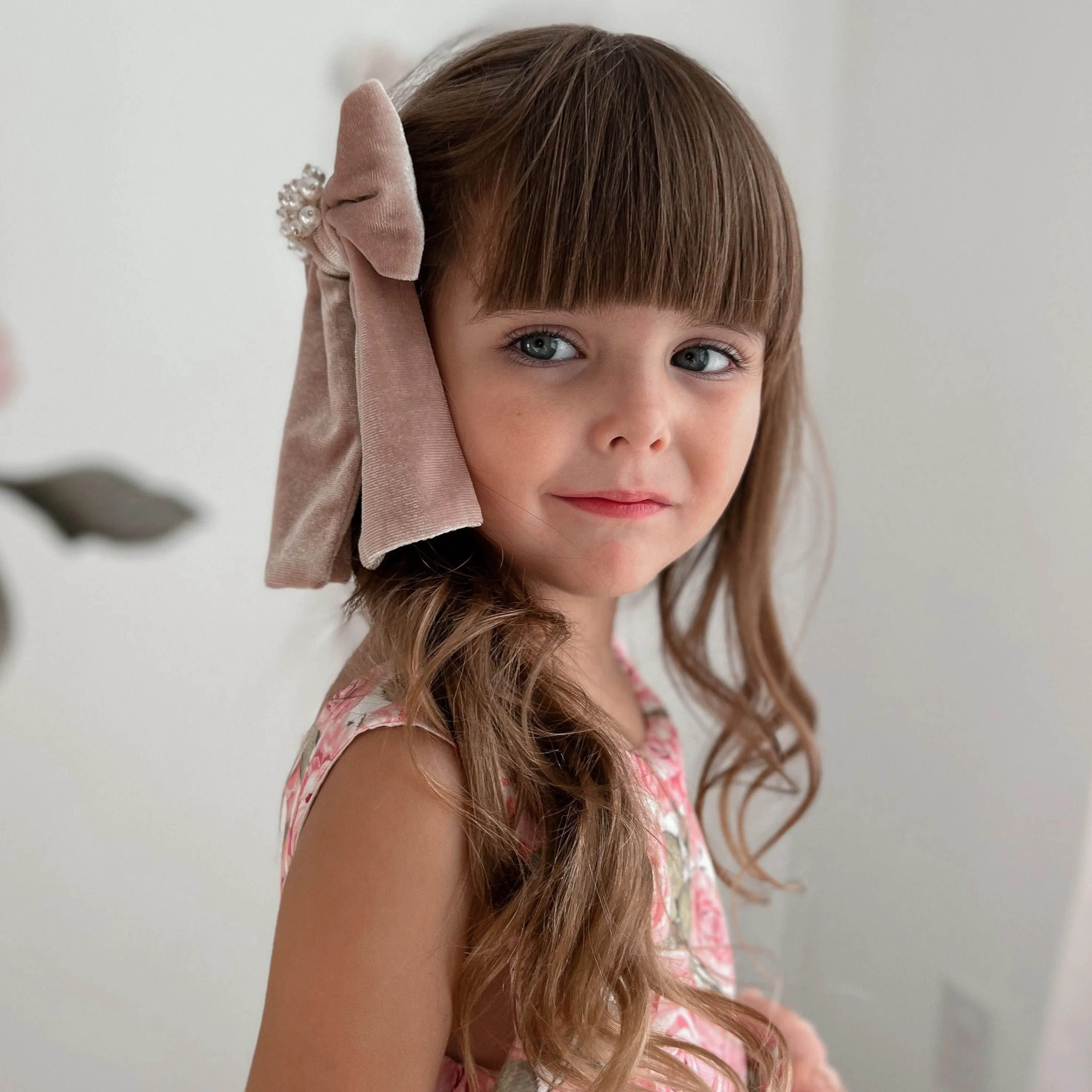 Dusty Pink Velour Hair Bow