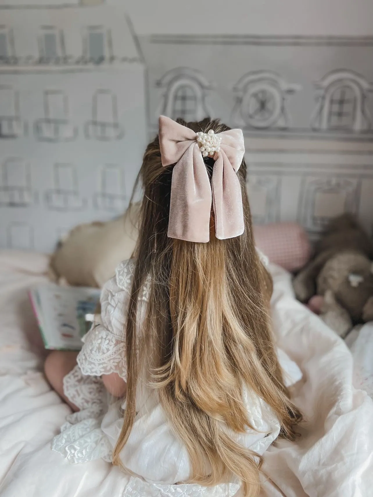 Dusty Pink Velour Hair Bow