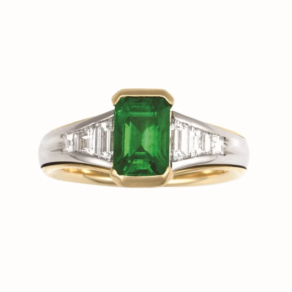 Emerald & Diamond Baguette Ring