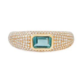 Emerald Cut Apatite & Diamond Glam Ring