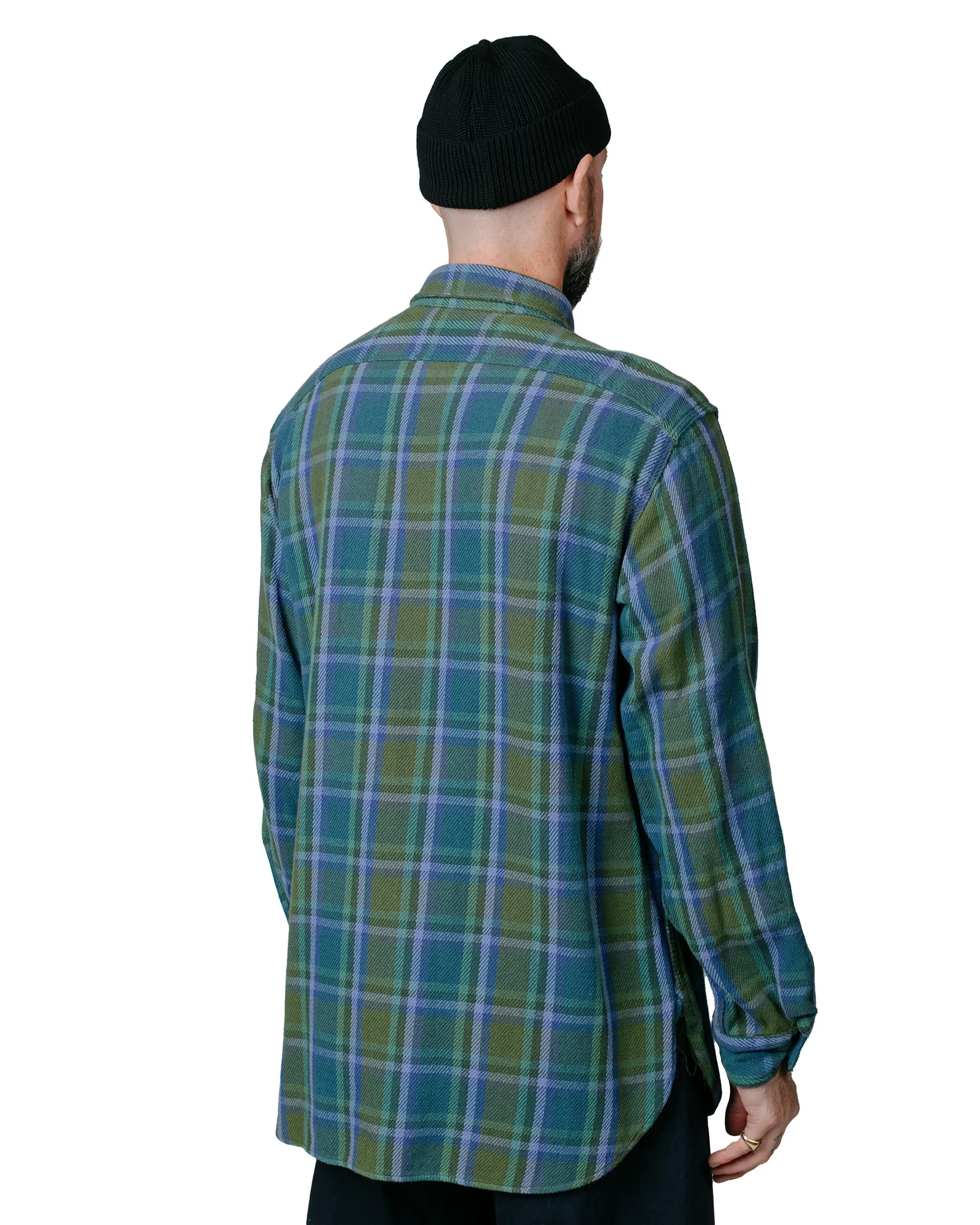 Engineered Garments Work Shirt Green Cotton Heavy Twill Plaid