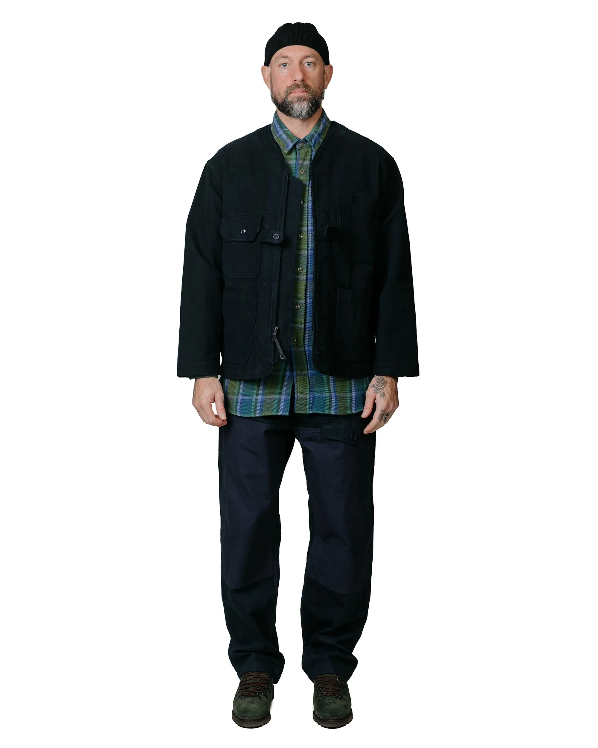 Engineered Garments Work Shirt Green Cotton Heavy Twill Plaid