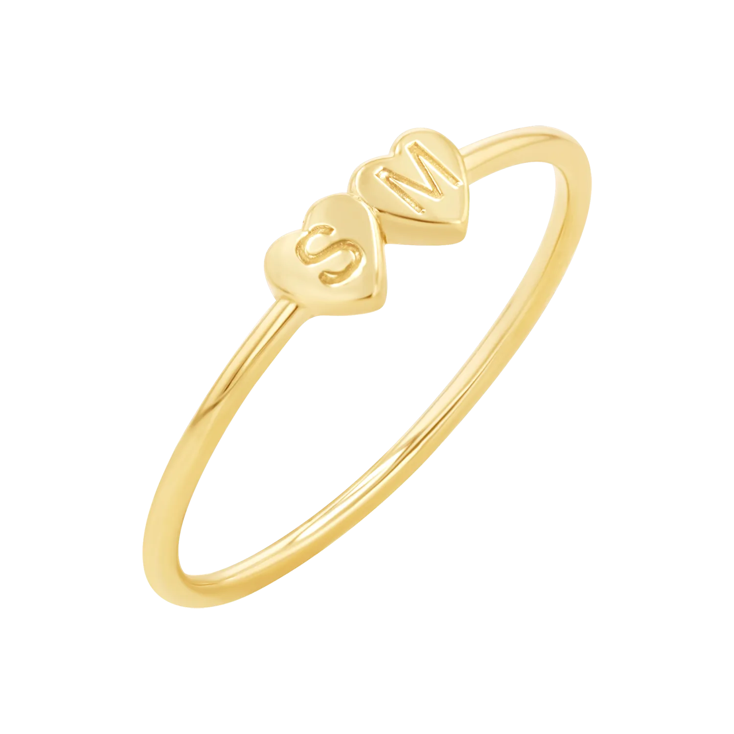 Engravable Letter Heart Stacking Ring