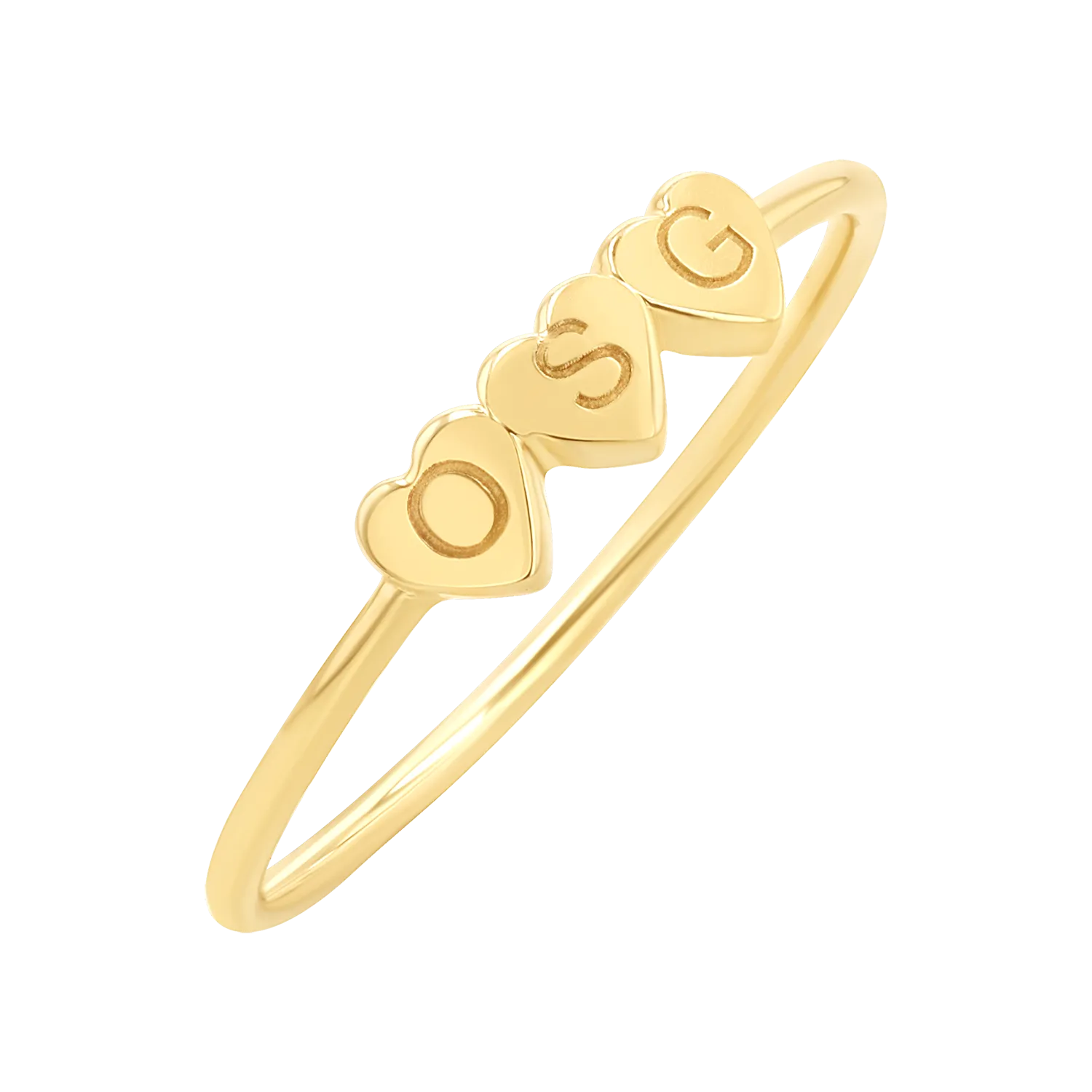 Engravable Letter Heart Stacking Ring