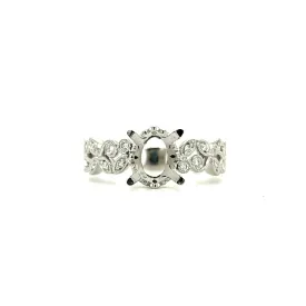 Floral Ring Setting with Twenty Accent Diamonds in Platinum