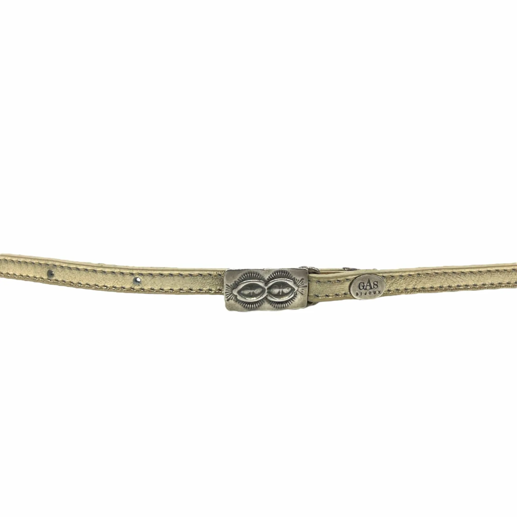 GAS BIJOUX Vintage Charm Embellished Leather Belt - Silver