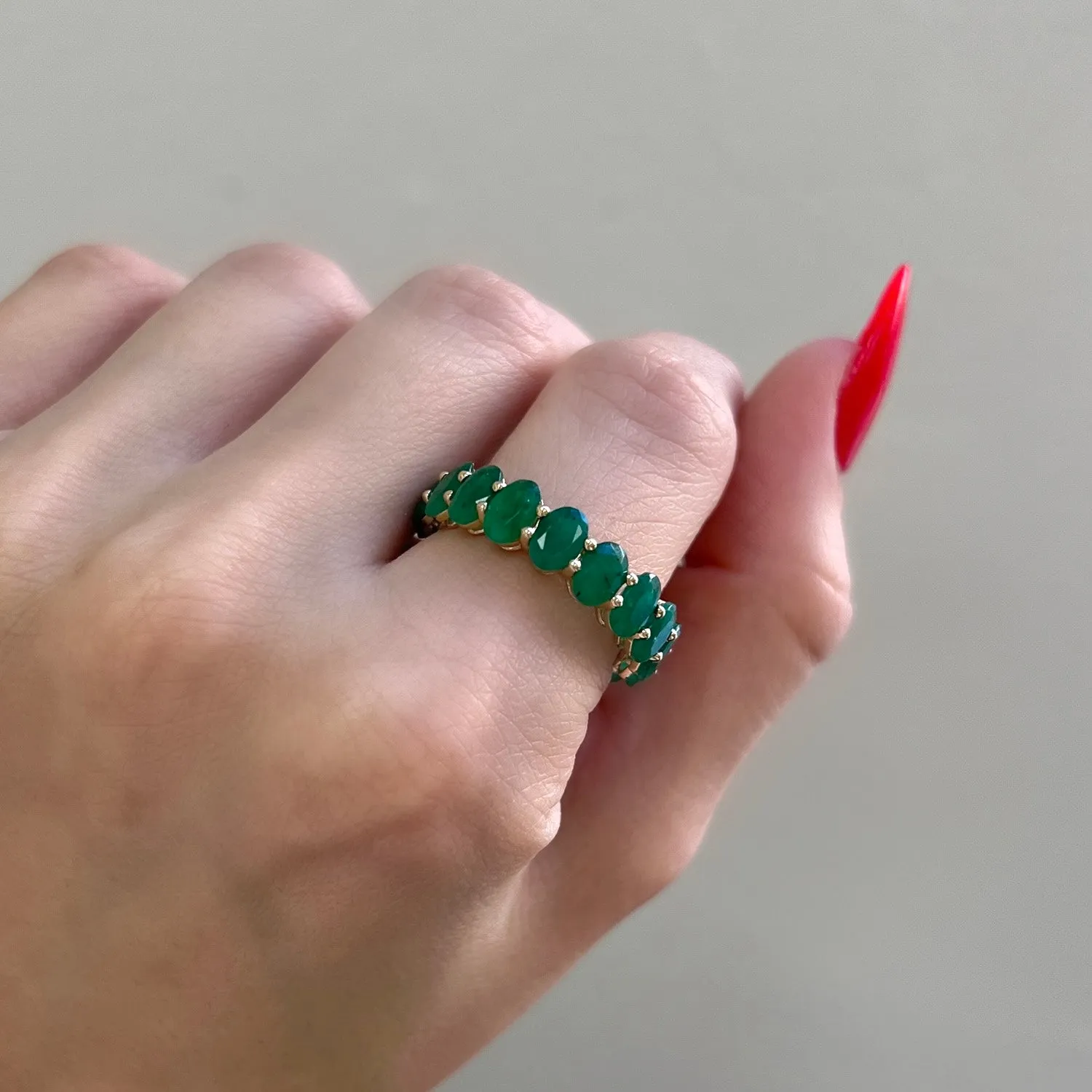 Genuine Emerald Oval Eternity Band