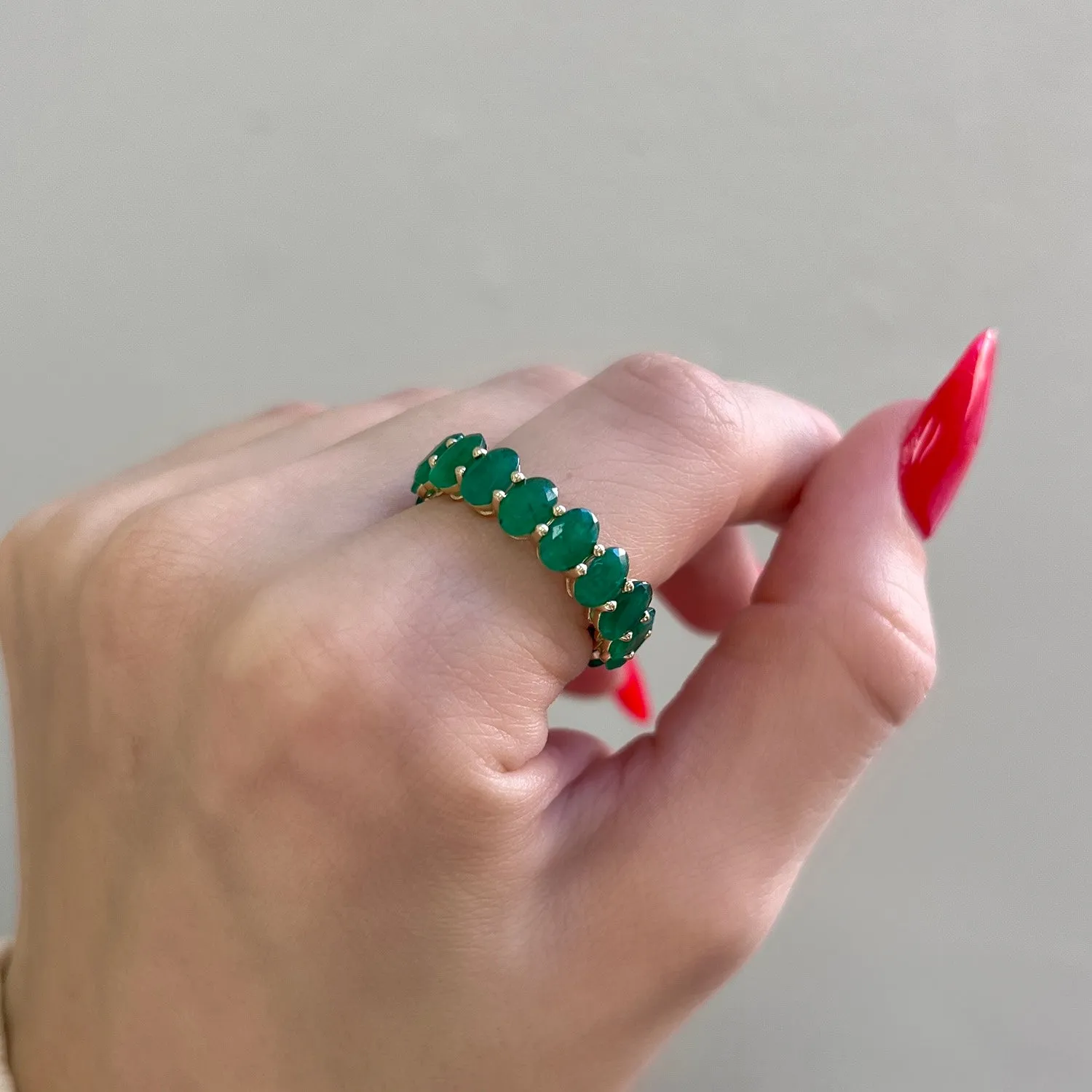 Genuine Emerald Oval Eternity Band