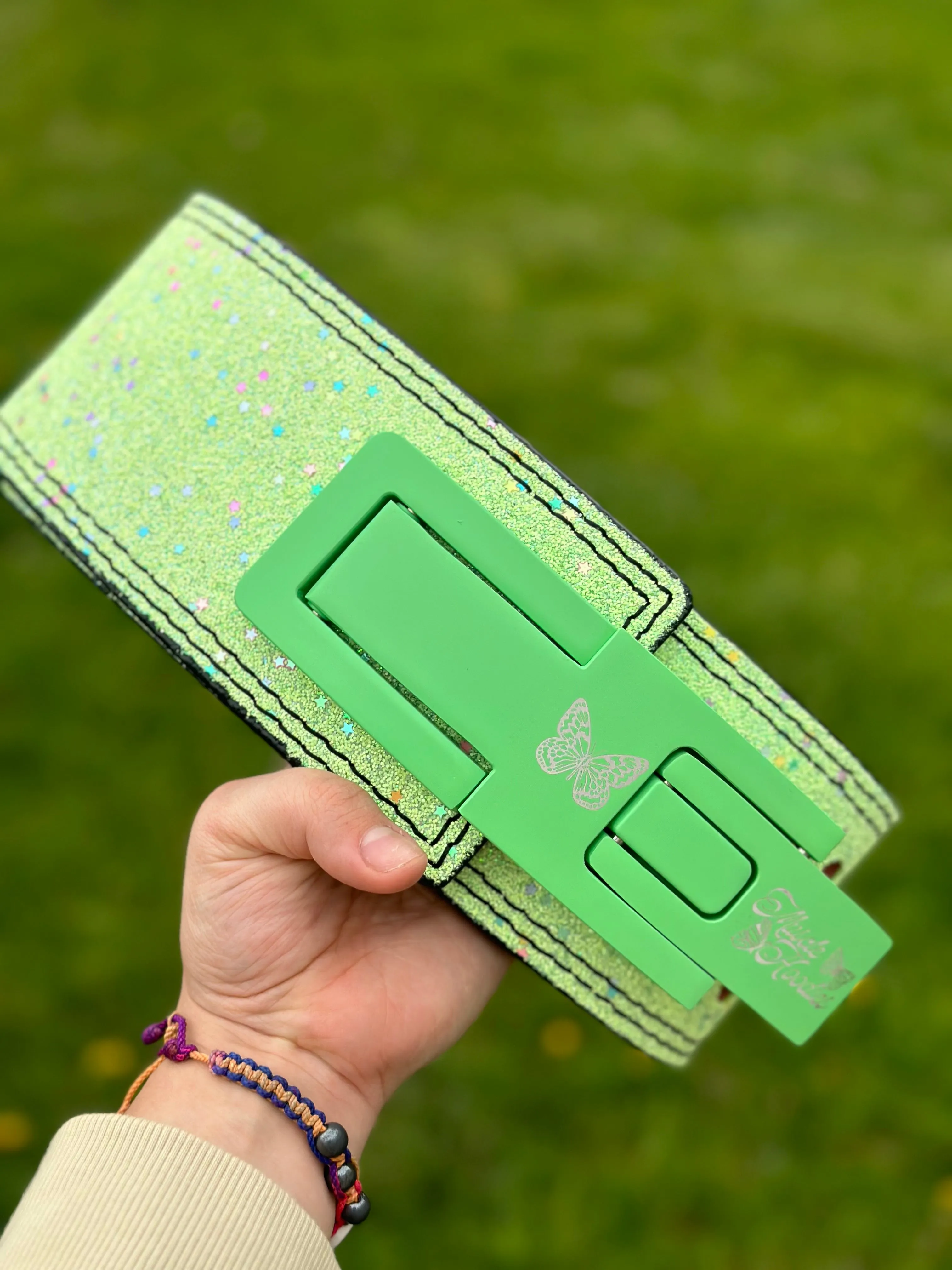 GLITTER OMBRE LEVER WEIGHT LIFTING BELT- GREEN FAIRY