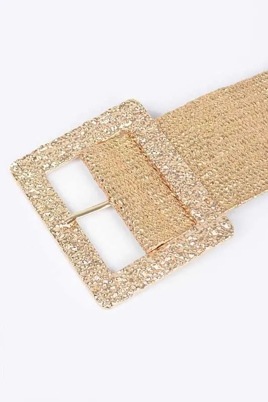 Gold or Silver Faux Straw Fashion Belt- PLUS