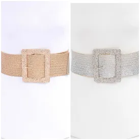 Gold or Silver Faux Straw Fashion Belt- PLUS