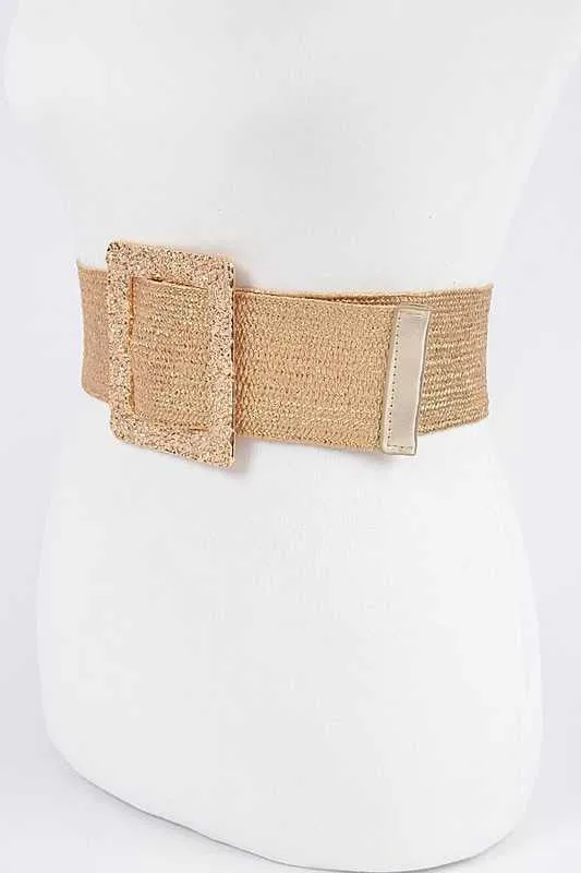 Gold or Silver Faux Straw Fashion Belt- PLUS