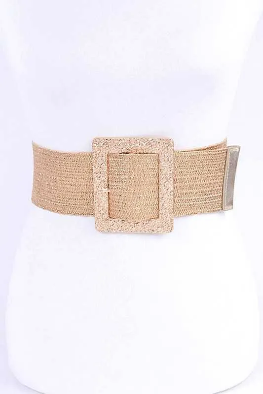 Gold or Silver Faux Straw Fashion Belt- PLUS