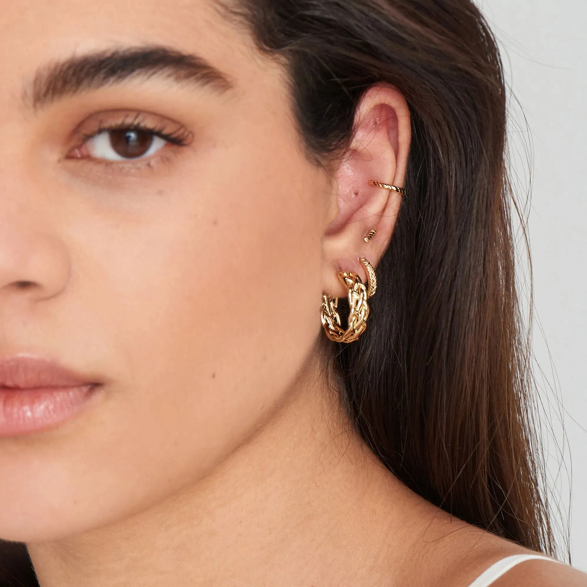 Gold Rope Chunky Hoop Earrings