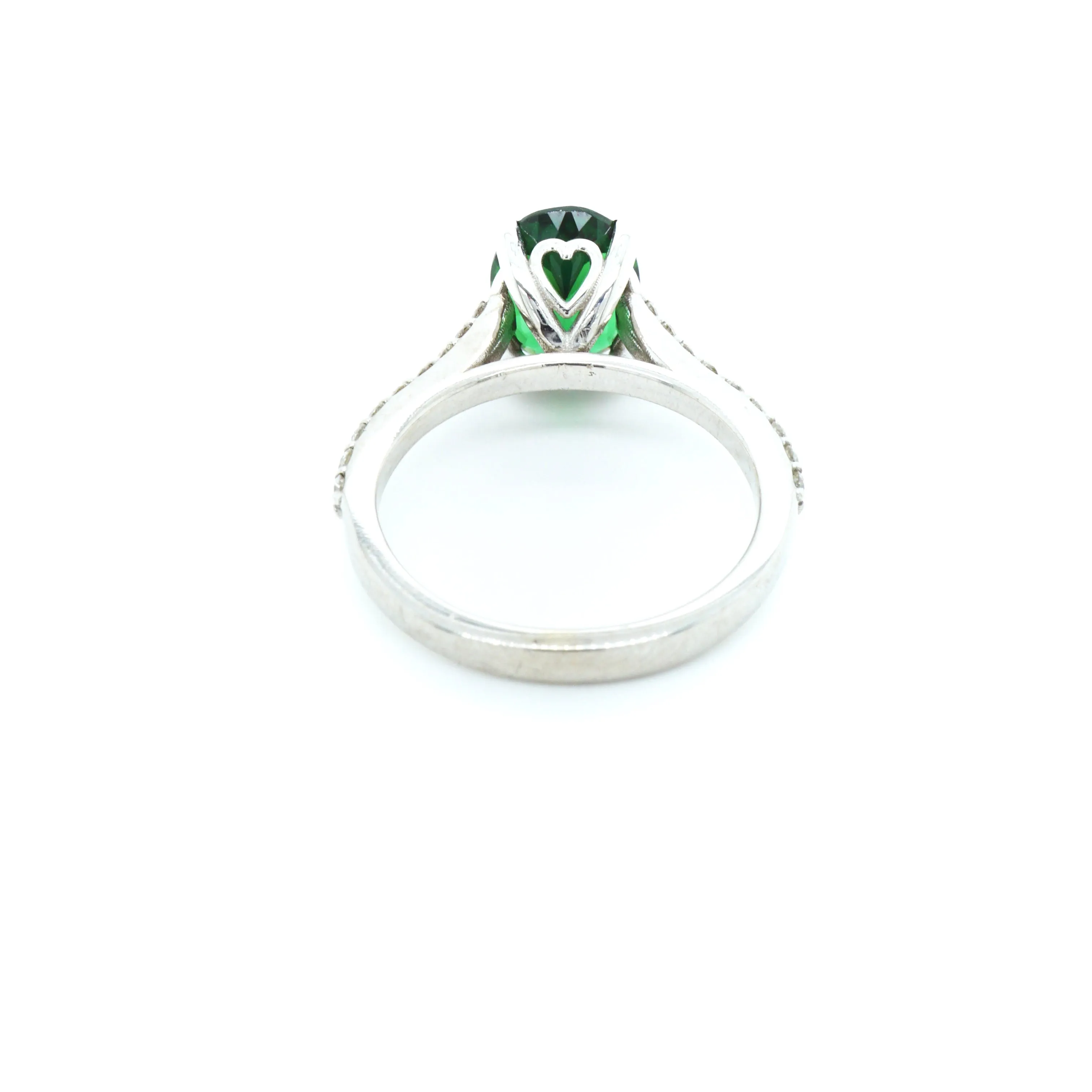 Green Chrome Tourmaline Engagement Ring - Oval Chrome Tourmaline Ring