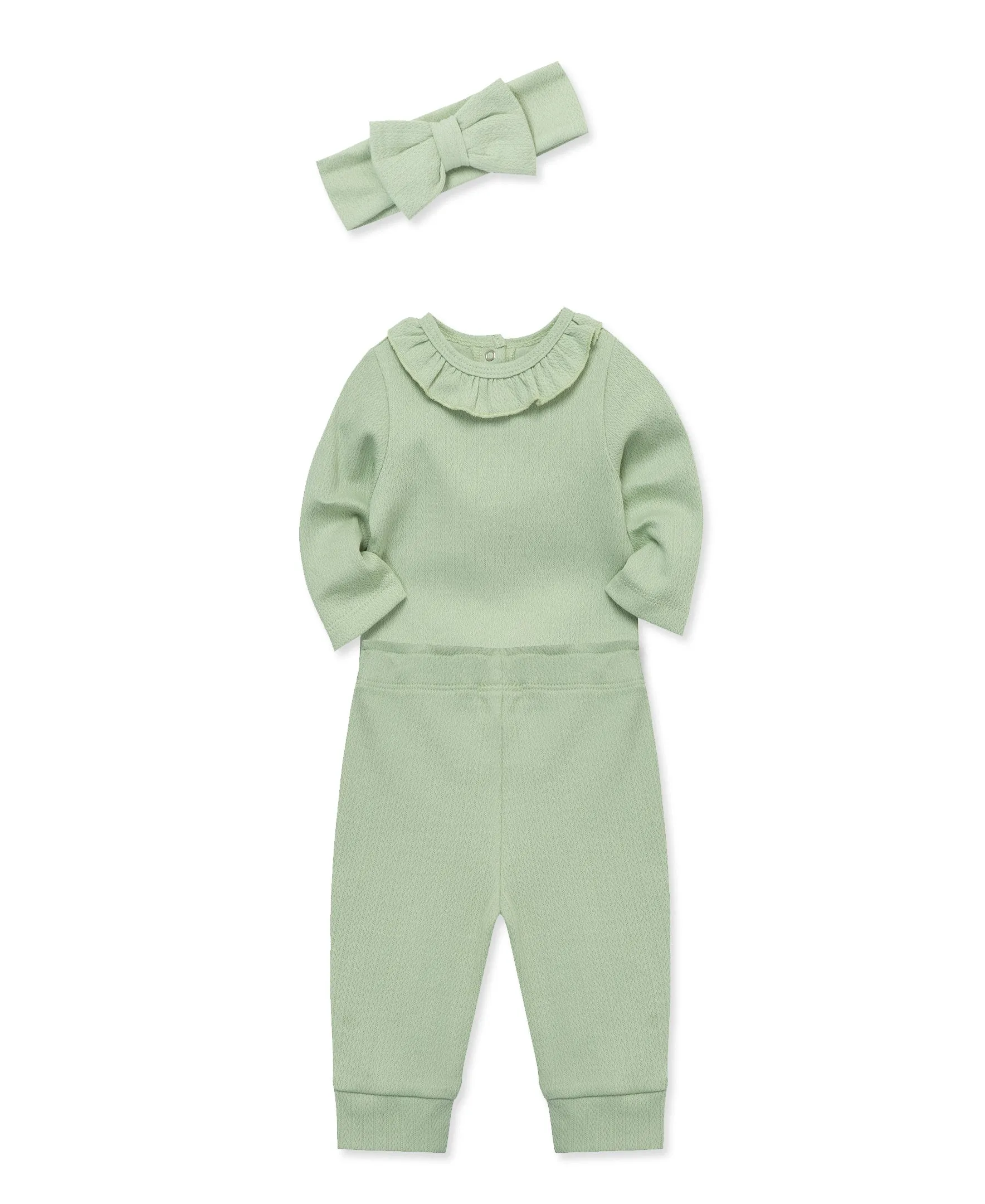 Green Pointelle Bodysuit & Pant Set