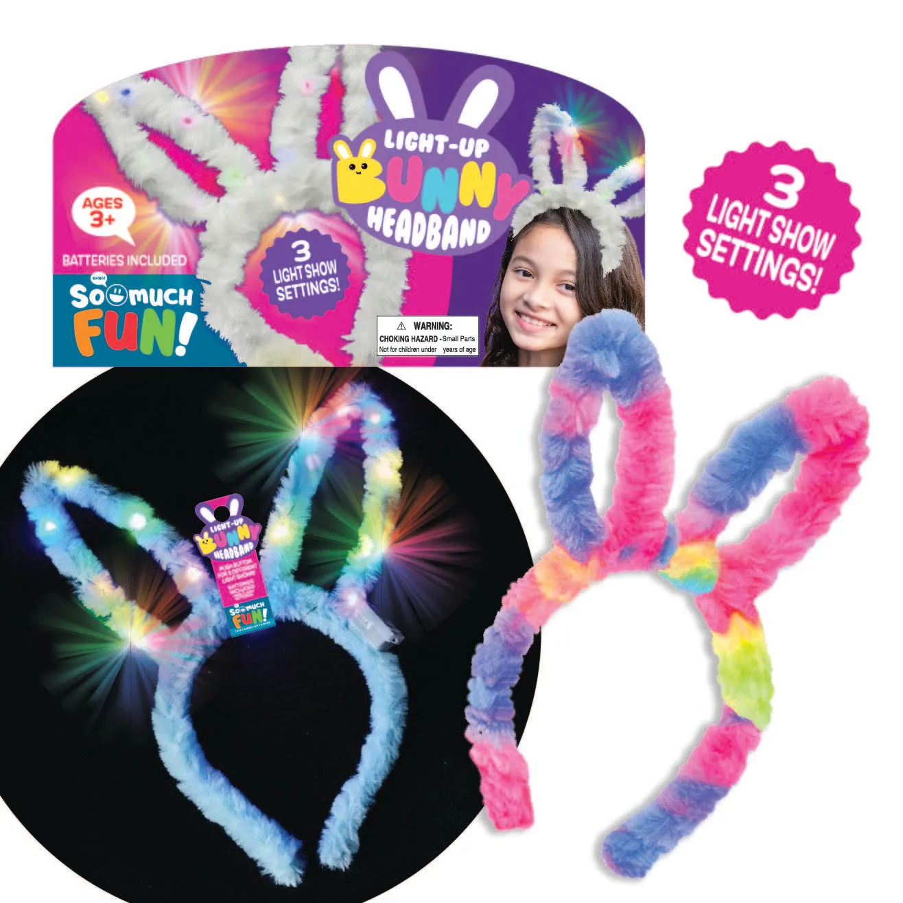 Headband Flashing Bunny Ears - 12 Pieces Per Pack 23655