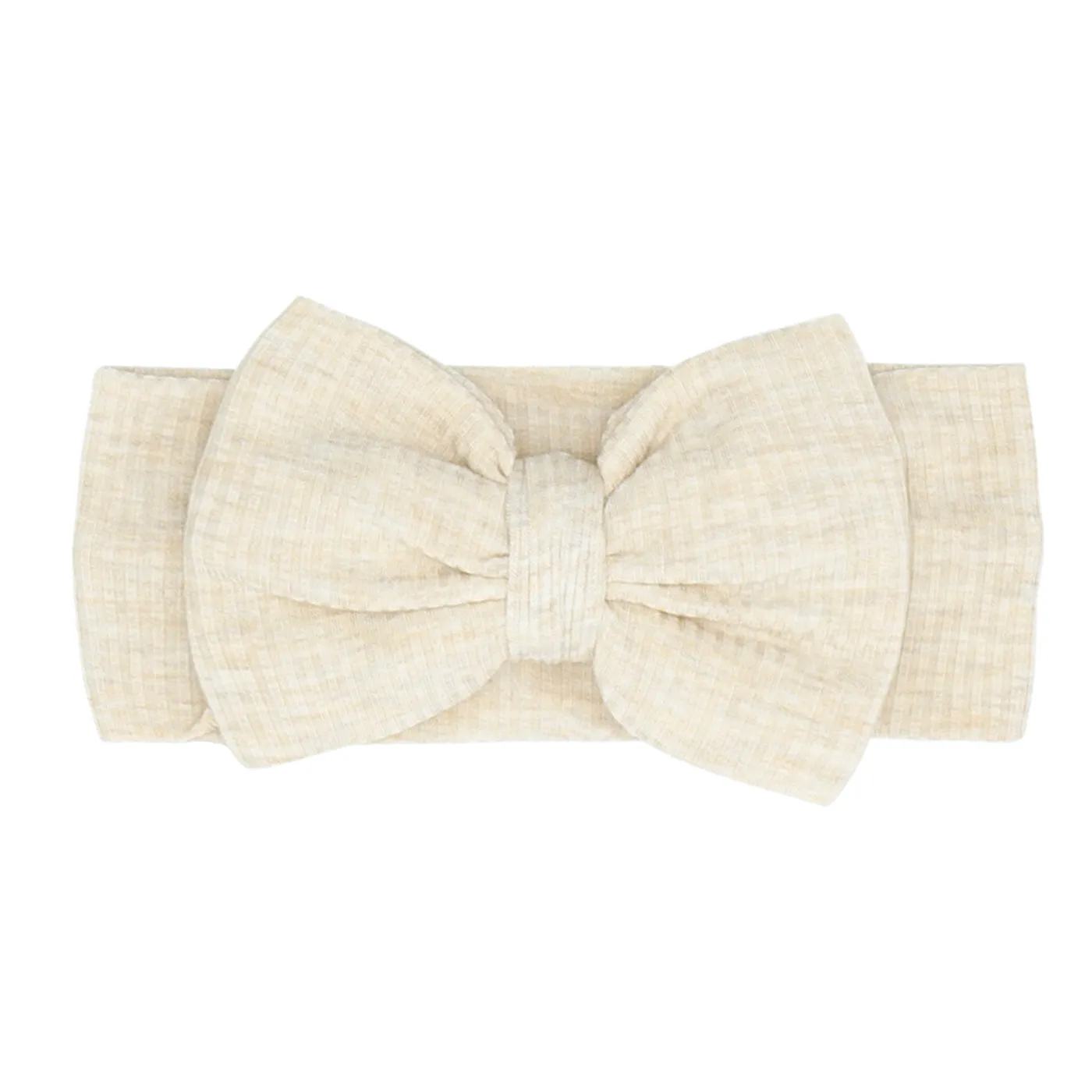 Heather Oatmeal Ribbed Luxe Bow Headband