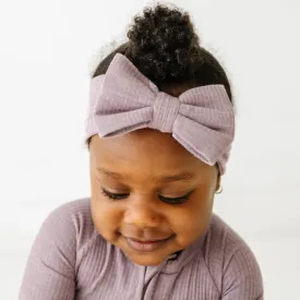 Heather Smokey Lavender Ribbed Luxe Bow Headband