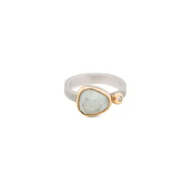 Helen - Aquamarine ring with 1 diamond