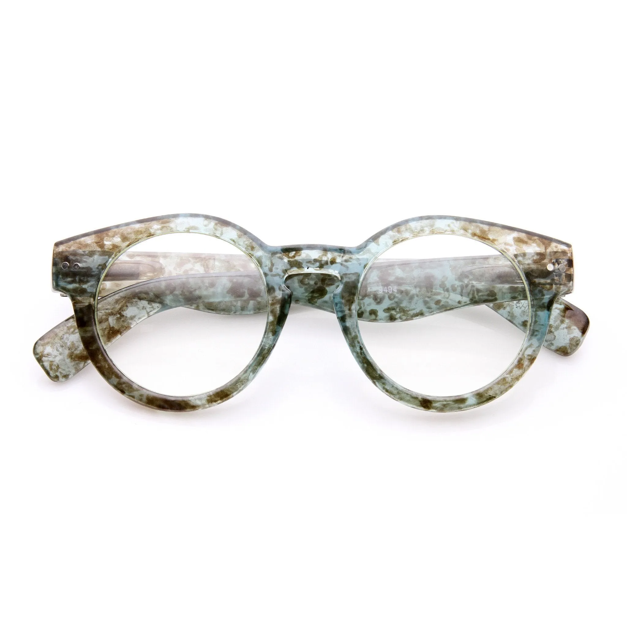 Hipster Retro P3 Optical RX Keyhole Clear Lens Round Glasses