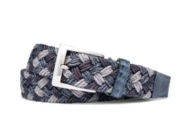 Indigo Woven Belt with Croc Tabs