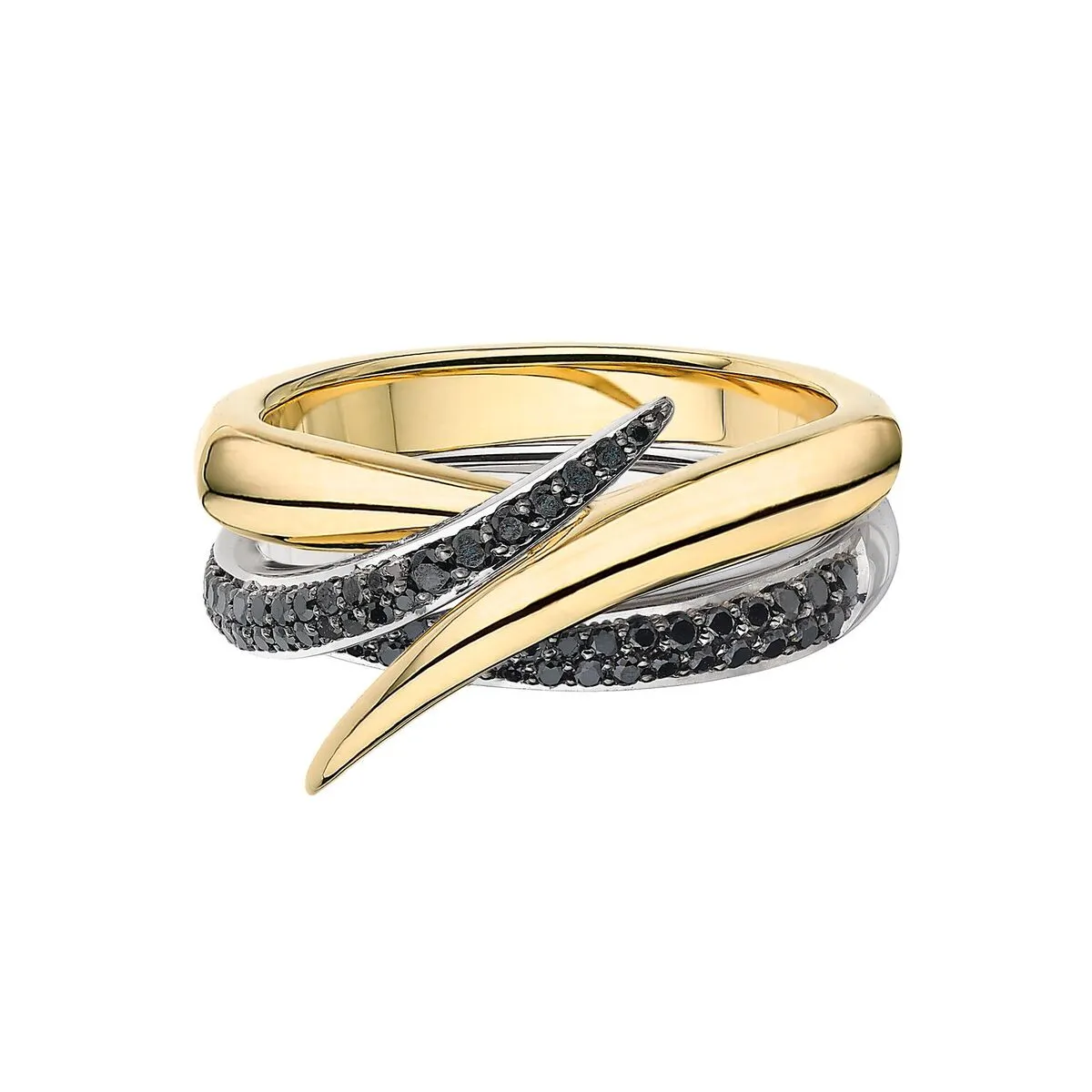 Interlocking Duo Ring - 18ct Yellow Gold & Black Diamond