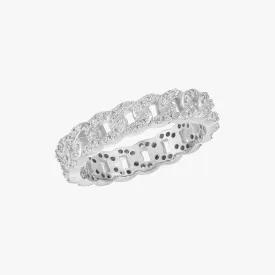 Intertwined Silver Chain CZ Ring